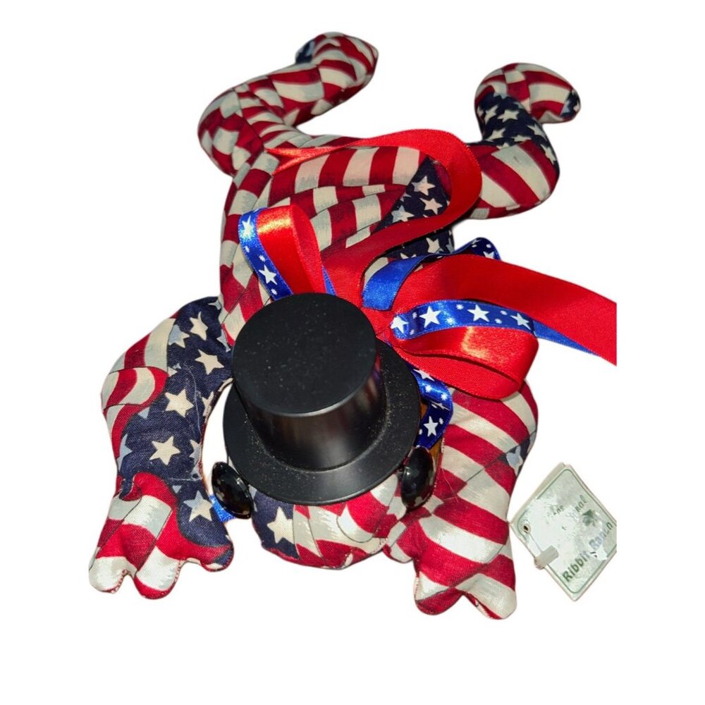 Vintage American Flag Patriotic Bean Bag Frog Nwt Ribbon Ranch